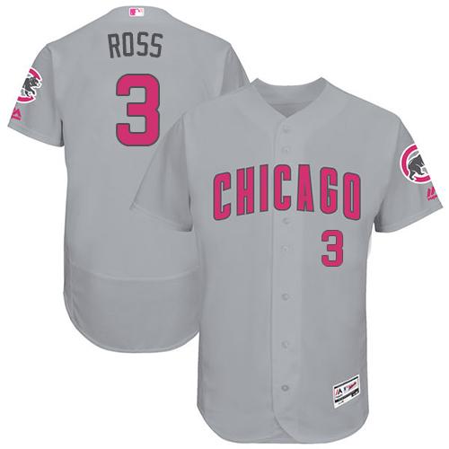 Cubs #3 David Ross Grey Flexbase Authentic Collection Mother's Day Stitched MLB Jersey